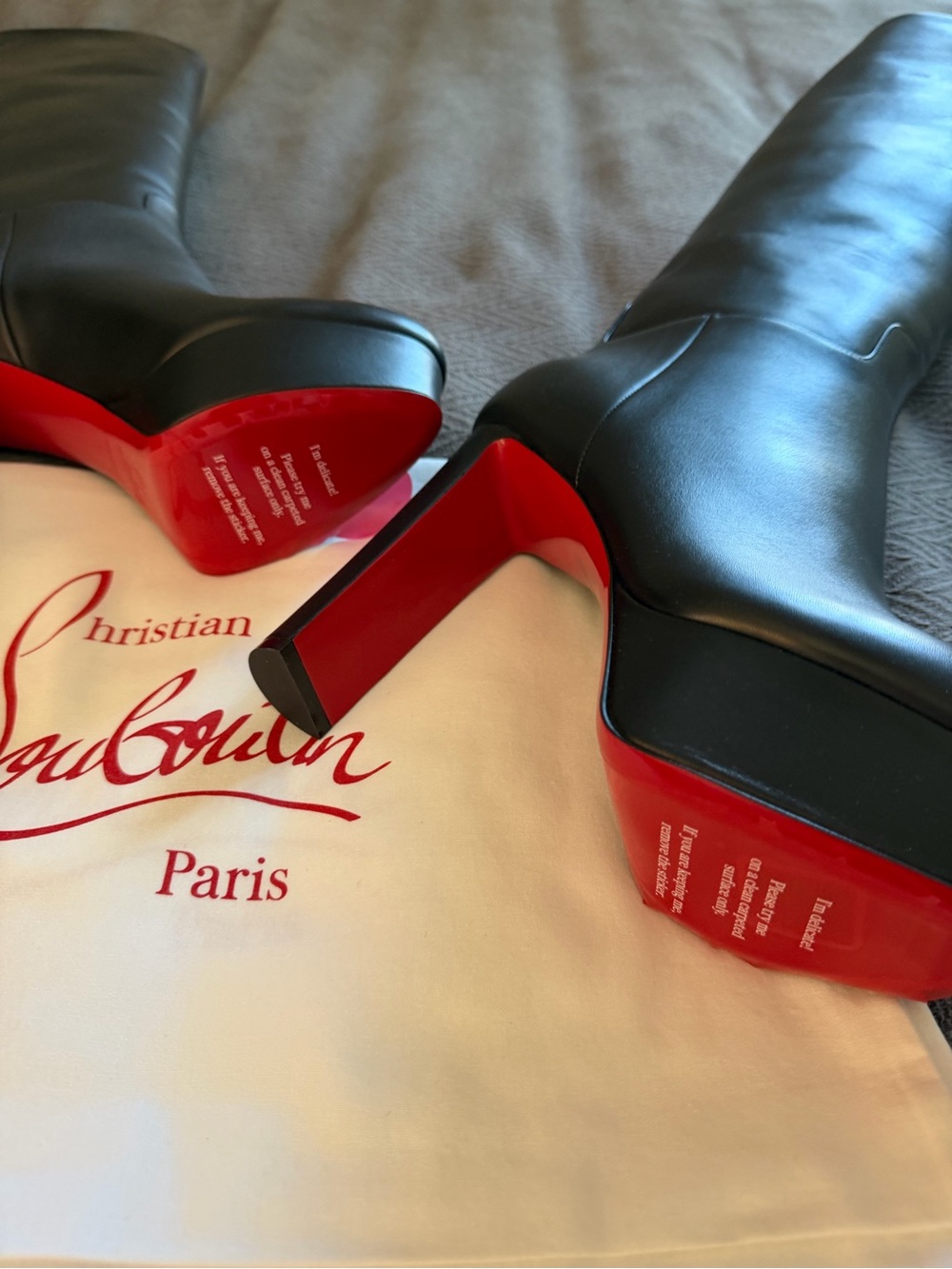 Christian Louboutin Loo Botta Alta Black Leather Platform Boots - Picture 5 of 8
